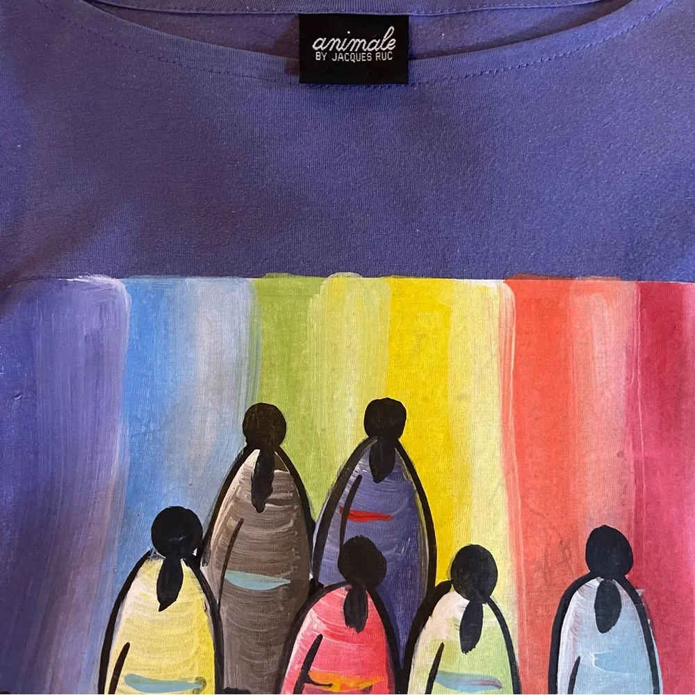 Hand Painted Animale by Jacques Ruc Crop Top - Picture 1 of 10